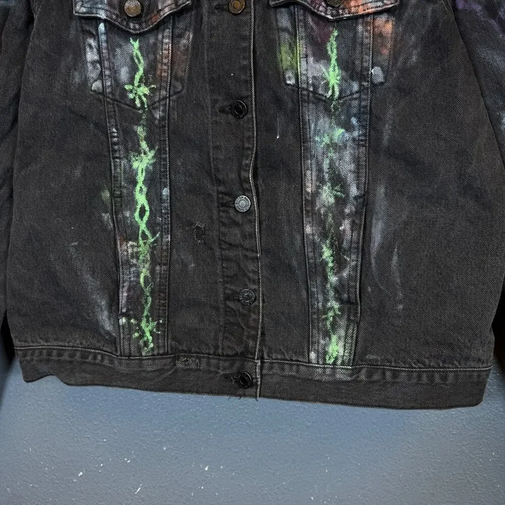 Buffalo M women’s black Lisa Simpsons custom denim jacket distressed